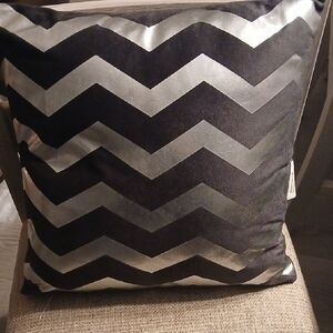 Chevron Black and Silver Throw Pillow 15 X 15 Square